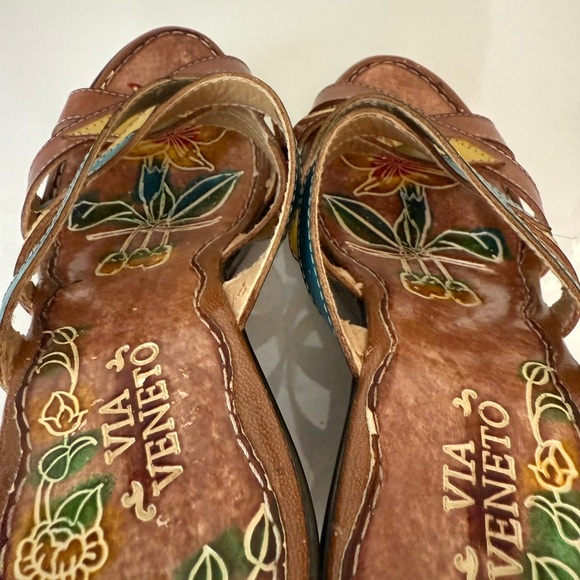 Via Veneto Colorful Wedge Leather Sandals. size 6, NWOB - Picture 6 of 7